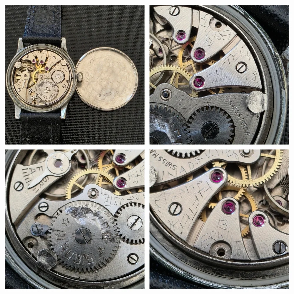 Swiss Military Trench 15J Watch W/ Personal Name Engraving Runs